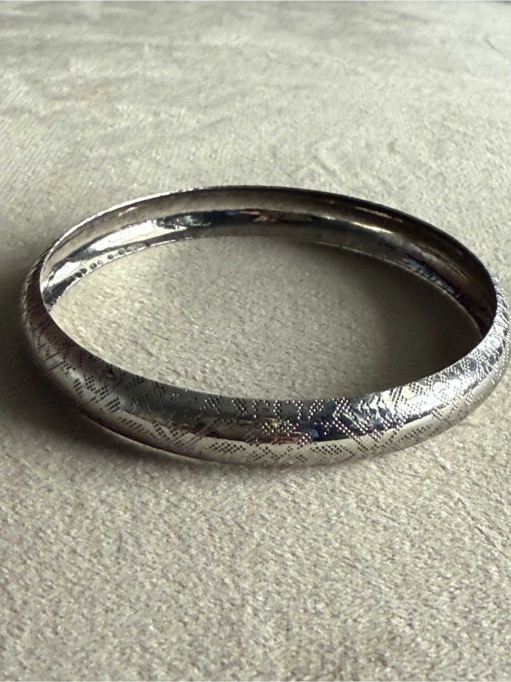 Silver Etched Bangle Bracelet